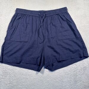 Cynthia Rowley Linen Blend‎ Shorts Casual Summer Pockets Navy Plus Size 1X

 1X
